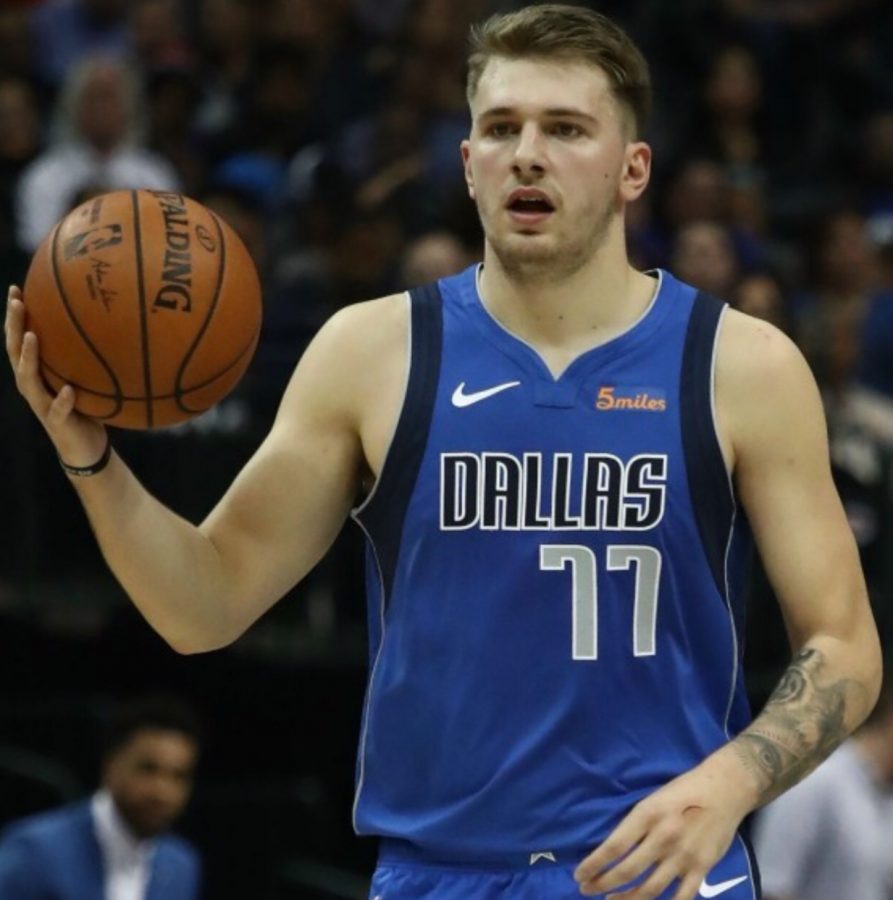 Luka+Doncic+gets+his+game+face+on%2C+competing+for+the+prestigious+Rookie+of+the+Year+Award.