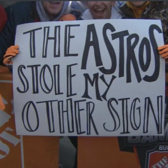 Fun police take signs from fans heckling Astros for cheating scandal