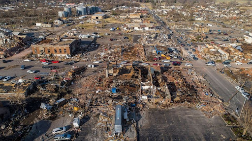 A Picture Encapsulating The Devastation Left Behind In Downtown Mayfield, Kentucky
